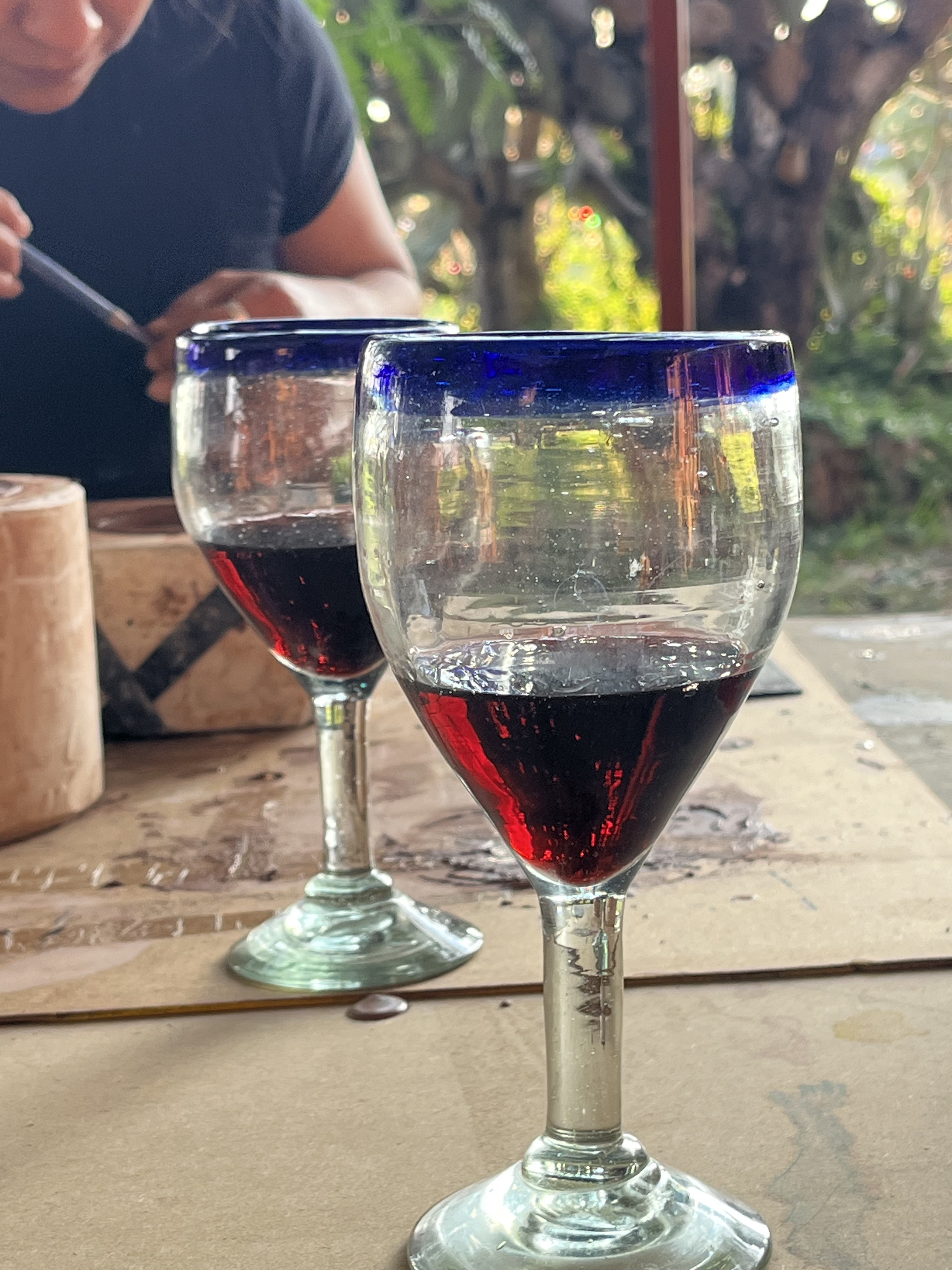 Wine served during a private art experience in San Miguel de Allende
